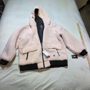 Spyder Sherpa Fleece Jacket Womens Large Pink Full Zip Hooded Cozy Plush NWT